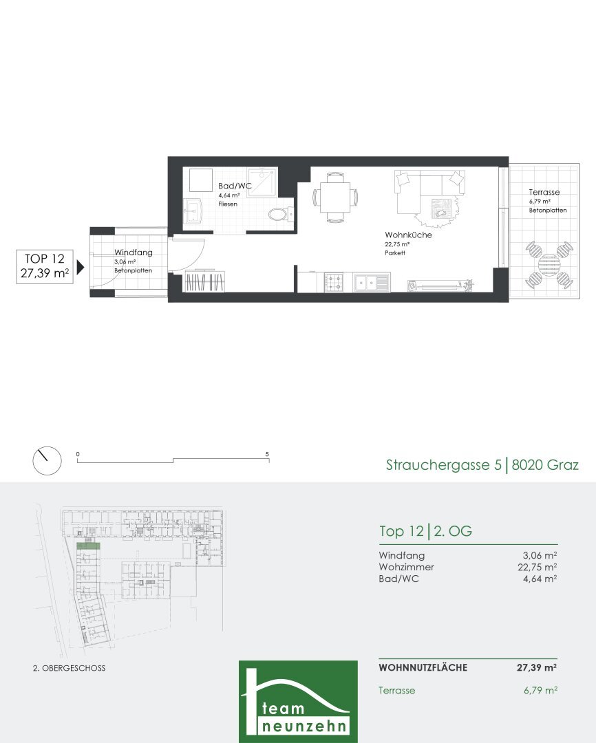 Wohnung zur Miete 517 € 1 Zimmer 27,9 m²<br/>Wohnfläche 2.<br/>Geschoss Strauchergasse 5 Lend Graz 8020