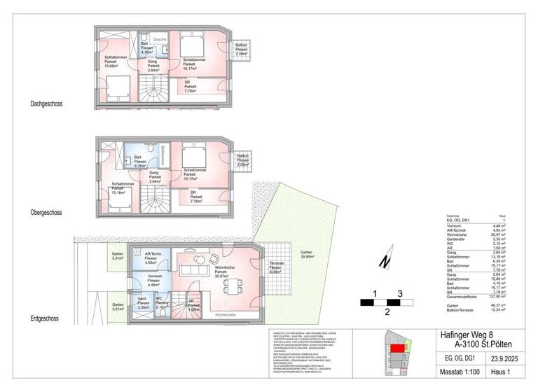 Reihenendhaus zum Kauf - Erstbezug 640.000 € 5,5 Zimmer 138 m² Teufelhof St. Pölten 3100