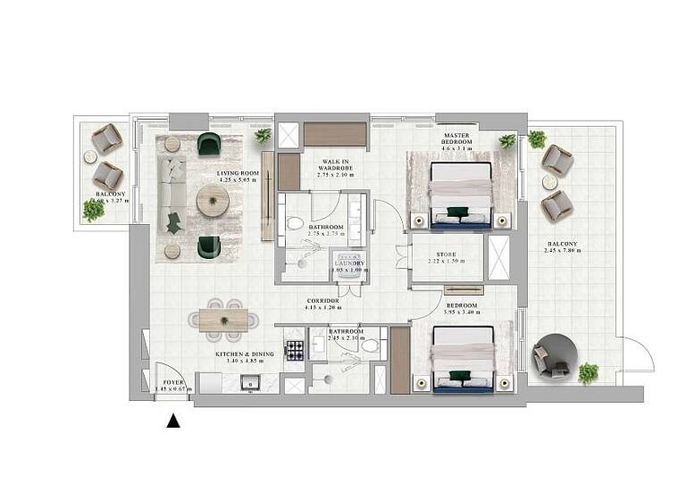 Wohnung zum Kauf 689.000 € 3 Zimmer 118 m² 2. Geschoss Dubai