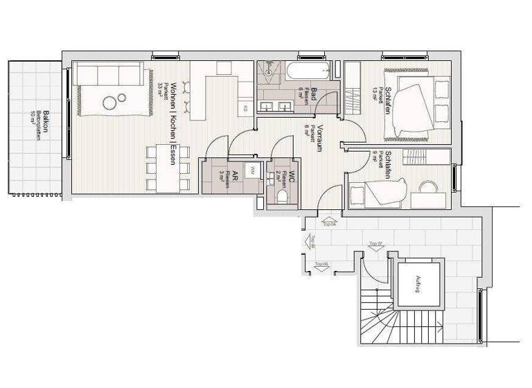 Terrassenwohnung zur Miete - Erstbezug 1.860 € 3 Zimmer 74,6 m² 1. Geschoss Salzburg 5020