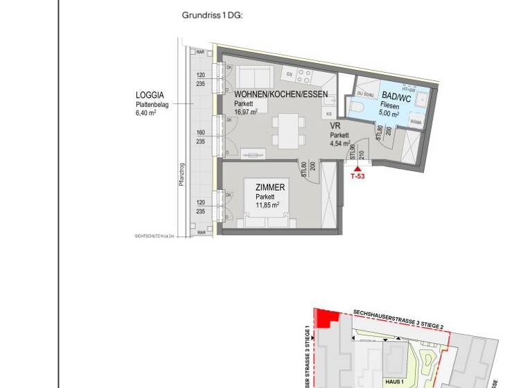 Wohnung zum Kauf - Erstbezug 379.000 € 2 Zimmer 38,4 m² 5. Geschoss Sechshauser Straße Wien 1150