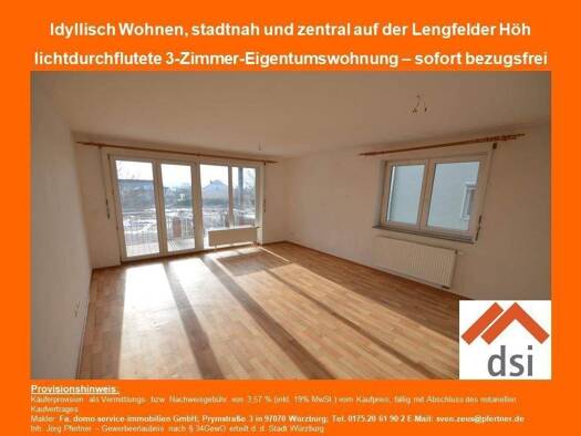 Wohnung zum Kauf 289.000 € 3 Zimmer 74,9 m² 1. Geschoss frei ab sofort Lengfeld Würzburg 97076