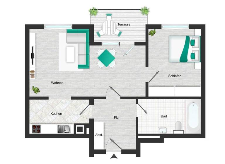 Terrassenwohnung zur Miete 620 € 2 Zimmer 51,5 m² EG Quickborn 25451