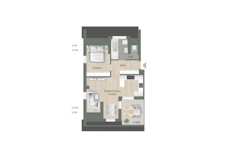 Wohnung zum Kauf provisionsfrei 429.000 € 2 Zimmer 59,4 m²<br/>Wohnfläche 2.<br/>Geschoss Alterlangen Erlangen 91056