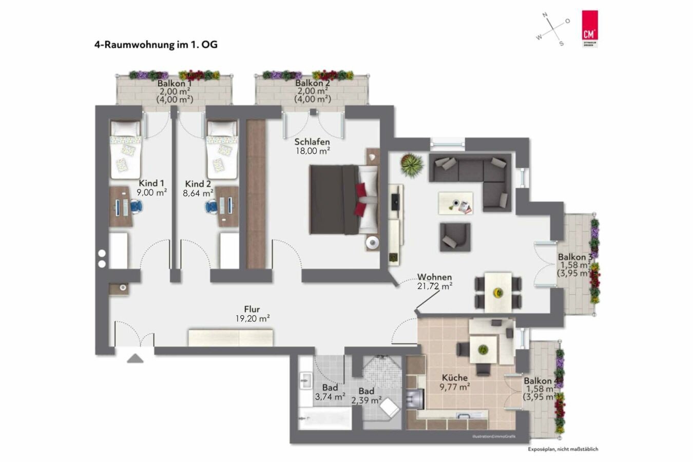 Wohnung zum Kauf 395.000 € 4 Zimmer 100,4 m²<br/>Wohnfläche Südvorstadt-West (Eisenstuckstr.-Mitte) Dresden 01069