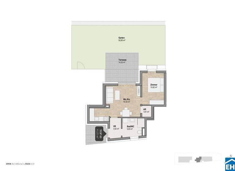 Wohnung zum Kauf - Erstbezug 258.387 € 2 Zimmer 41,2 m² EG Sankt Leonhard Graz 8010