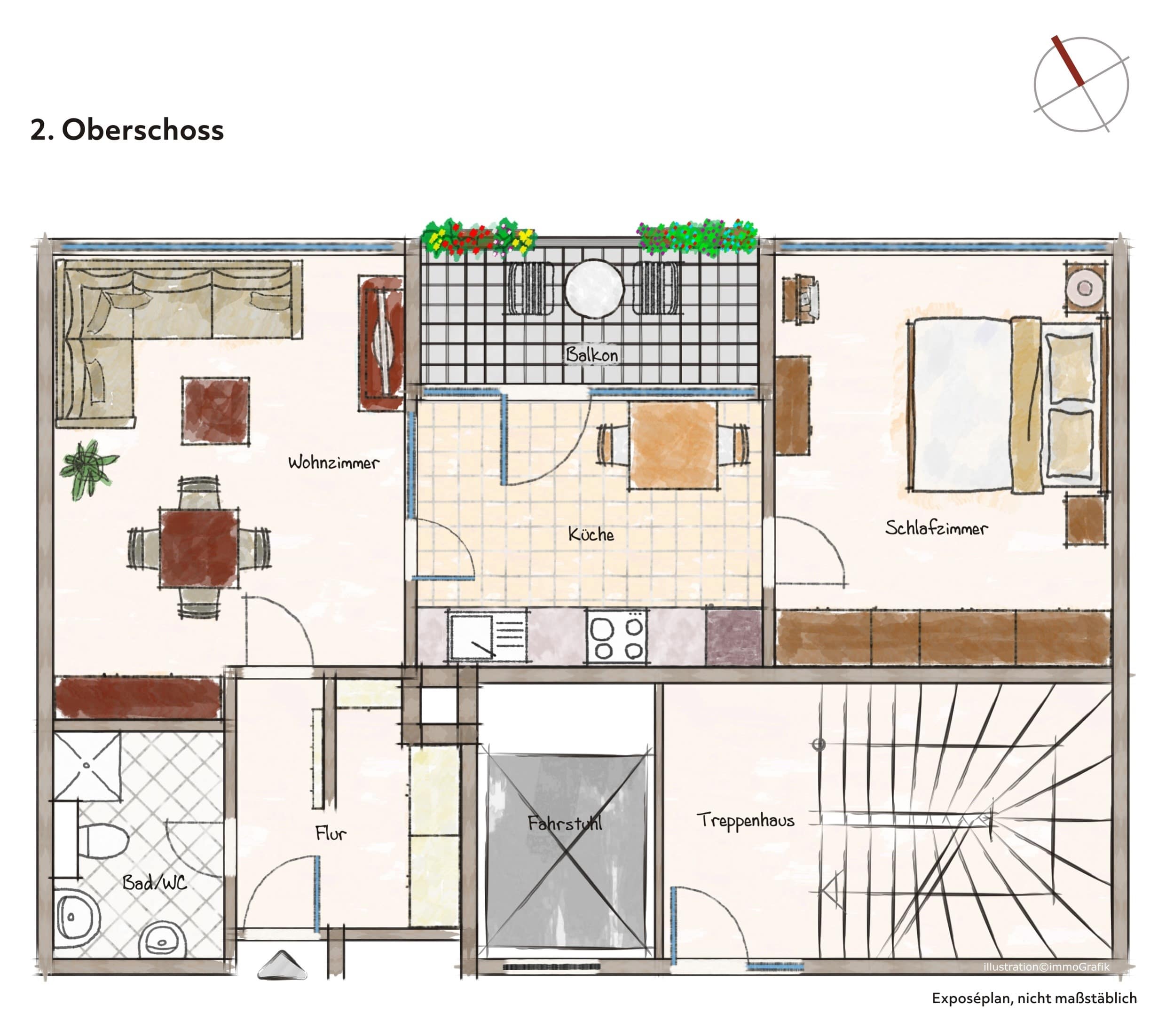 Wohnung zum Kauf 133.000 € 2 Zimmer 53 m²<br/>Wohnfläche 2.<br/>Geschoss Haus der Arbeiterwohlfahrt Schleswig 24837