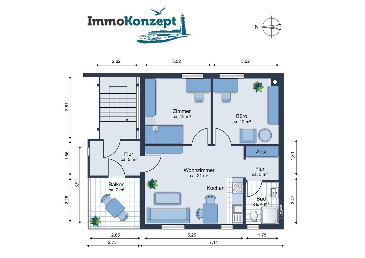 Wohnung zur Miete 550 € 3 Zimmer 60 m²<br/>Wohnfläche Innenstadt Greifswald 17489