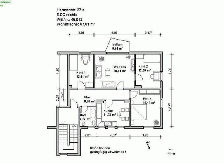 Wohnung zur Miete 825 € 4 Zimmer 87,8 m² frei ab 01.03.2026 Hermannstr. 27a Innenstadt Minden 32423