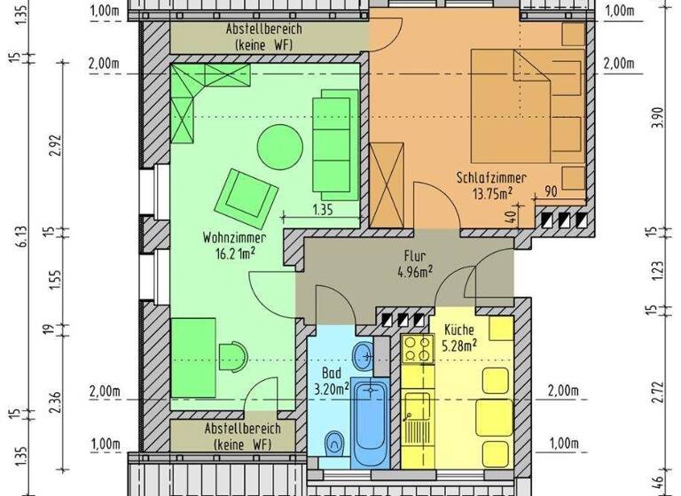 Wohnung zur Miete 290 € 2 Zimmer 43,4 m² frei ab sofort Otto-Buchwitz-Straße 8 Mülsen St Jacob Mülsen 08132