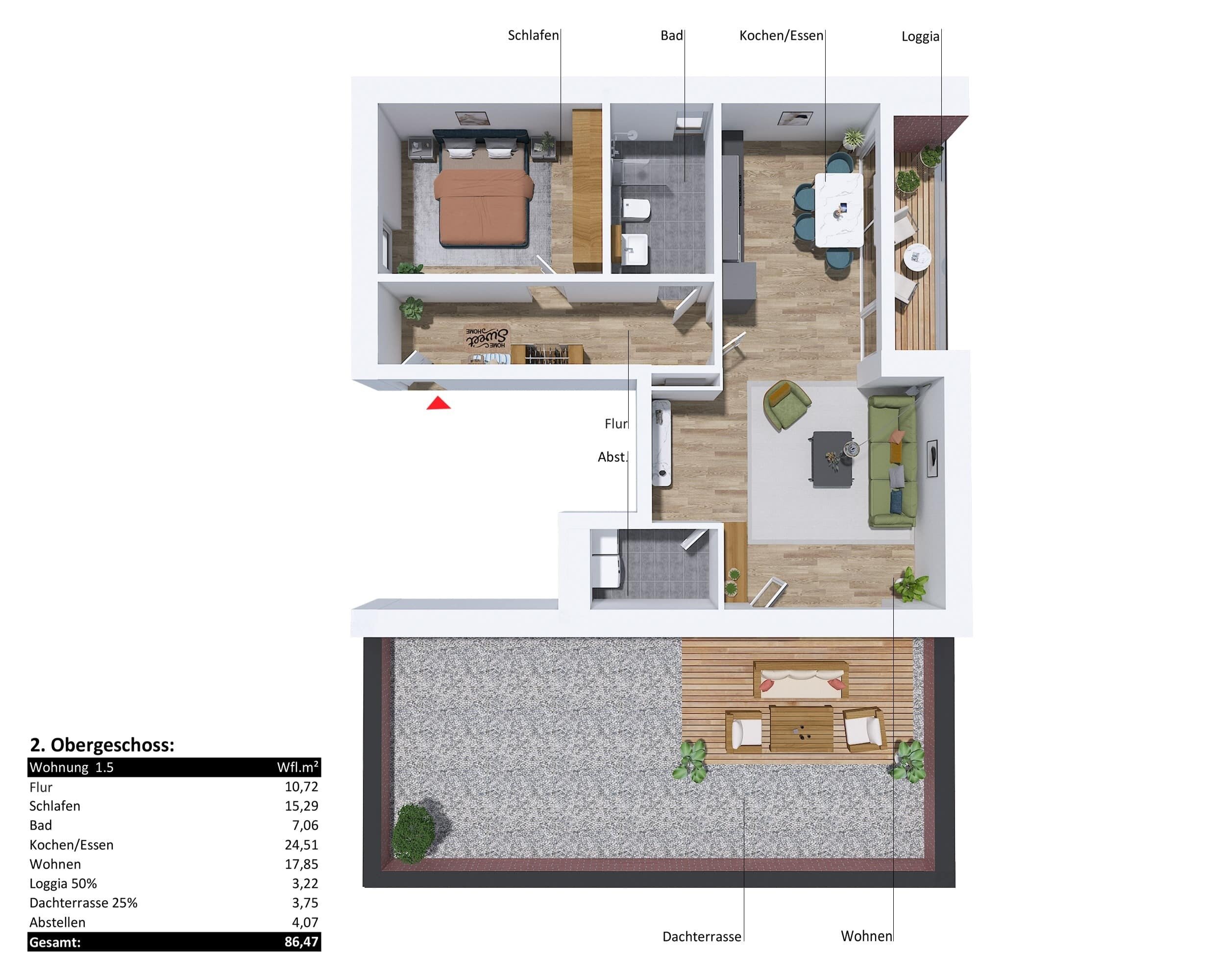 Penthouse zum Kauf 399.600 € 2 Zimmer 86,5 m²<br/>Wohnfläche 2.<br/>Geschoss Greven Greven 48268