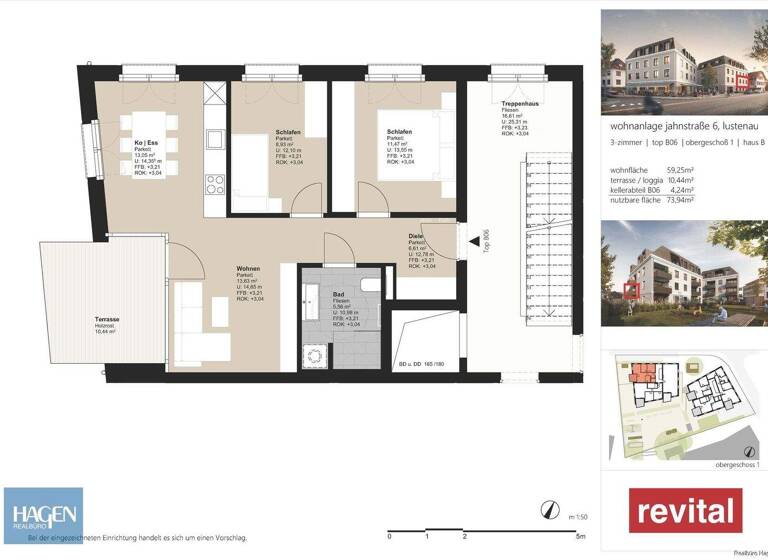 Wohnung zum Kauf - Erstbezug 450.000 € 2 Zimmer 59,3 m² 1. Geschoss Lustenau 6890