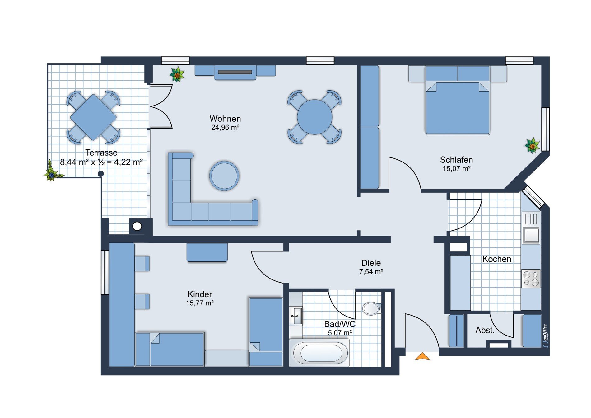 Terrassenwohnung zur Miete 895 € 3 Zimmer 81,3 m²<br/>Wohnfläche EG<br/>Geschoss ab sofort<br/>Verfügbarkeit Planungsbezirk 114 Straubing 94315