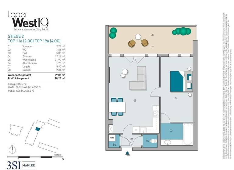 Wohnung zum Kauf 564.000 € 2 Zimmer 59,9 m² 2. Geschoss Gersthofer Straße 119 Wien 1180