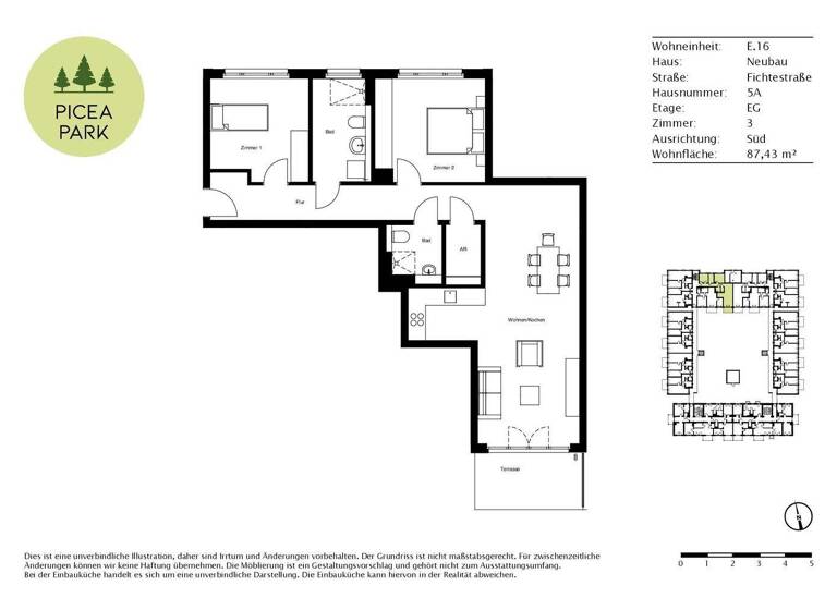 Wohnung zur Miete - Erstbezug 1.540 € 3 Zimmer 87,4 m² EG Fichtestraße 5A Ludwigsfelde 14974