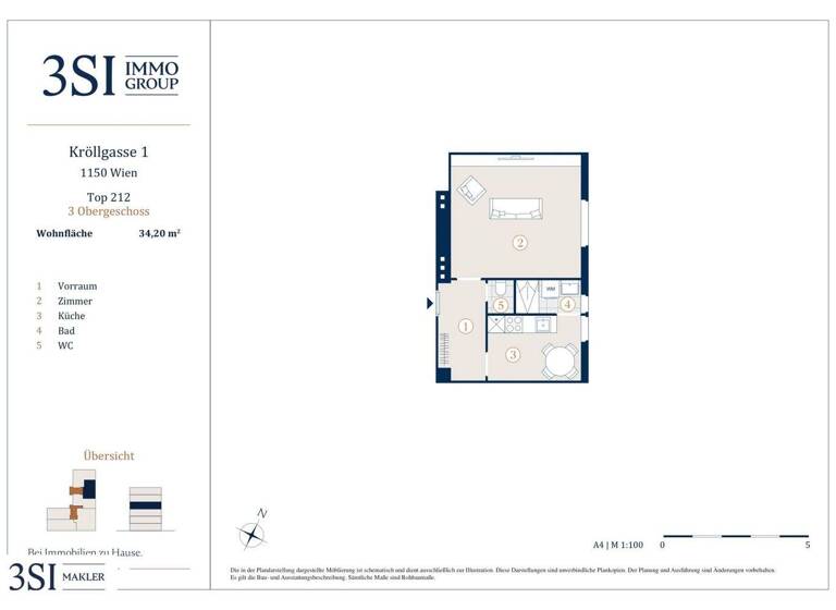 Studio zum Kauf 165.000 € 1 Zimmer 34,2 m² 3. Geschoss Kröllgasse 1 Wien 1150