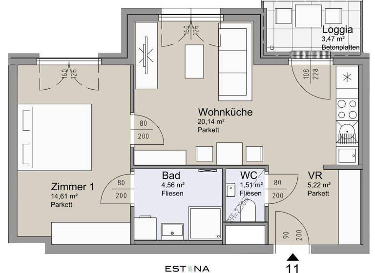 Wohnung zum Kauf - Erstbezug 297.500 € 2 Zimmer 46,1 m² 1. Geschoss Leystraße Wien 1200