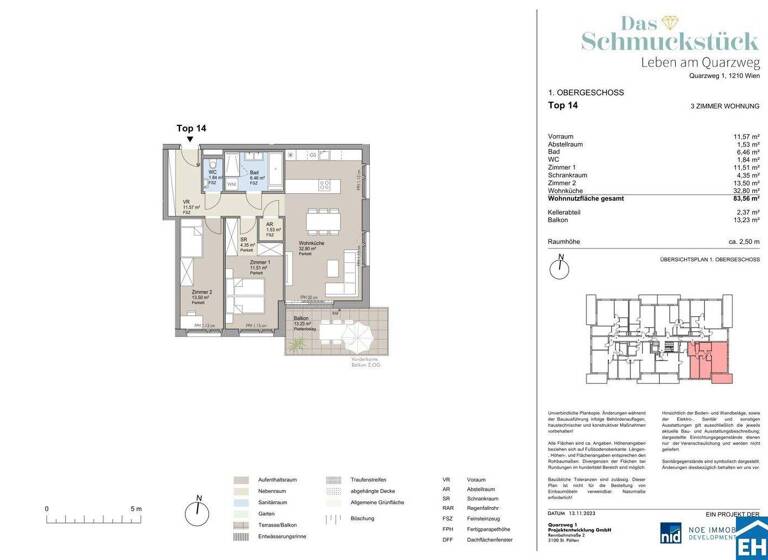 Wohnung zum Kauf - Erstbezug provisionsfrei 497.000 € 3 Zimmer 83,6 m² 1. Geschoss Quarzweg Wien 1210