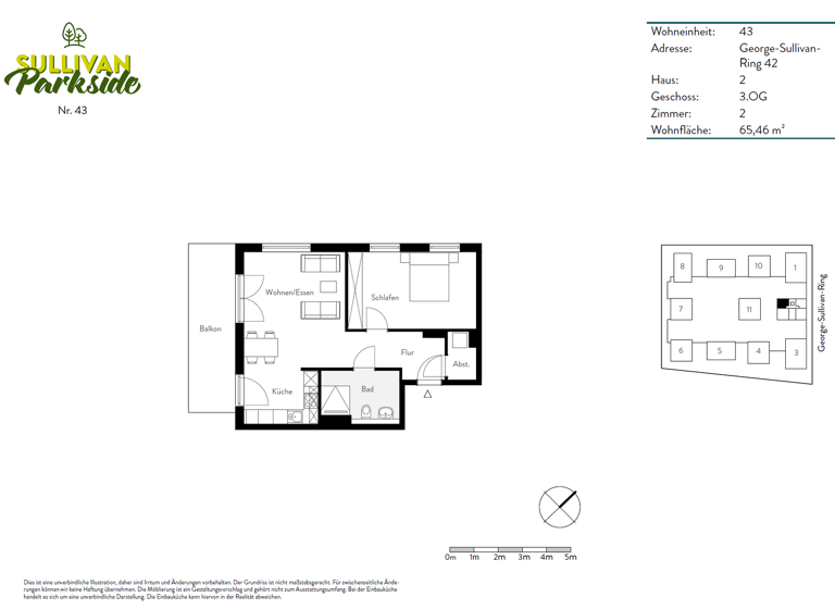 Wohnung zur Miete 1.030 € 2 Zimmer 65,5 m² 3. Geschoss frei ab 01.06.2026 George-Sullivan-Ring 42 Käfertal Mannheim 68309