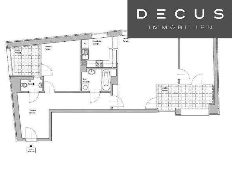 Wohnung zur Miete 1.393 € 3 Zimmer 1. Geschoss Wien 1100