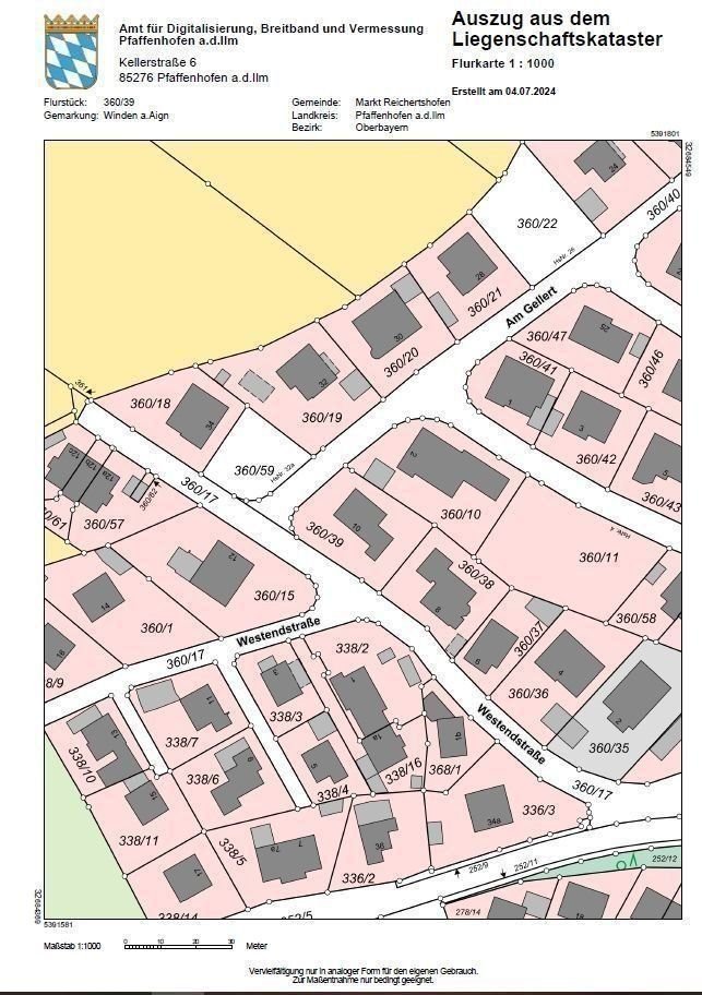 Grundstück zum Kauf 360.000 € 774 m²<br/>Grundstück Westendstraße 10 Winden am Aign Reichertshofen 85084