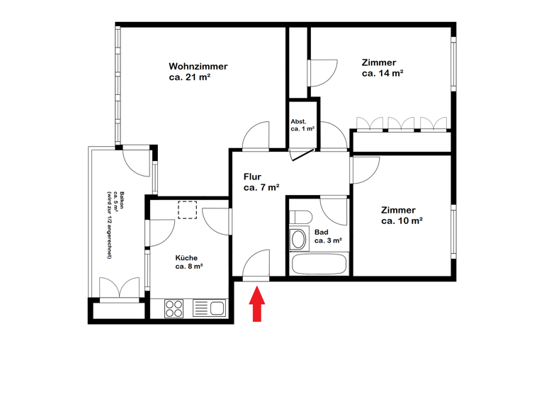 Wohnung zum Kauf 109.000 € 3 Zimmer 67 m² Mittelshuchting Bremen 28259