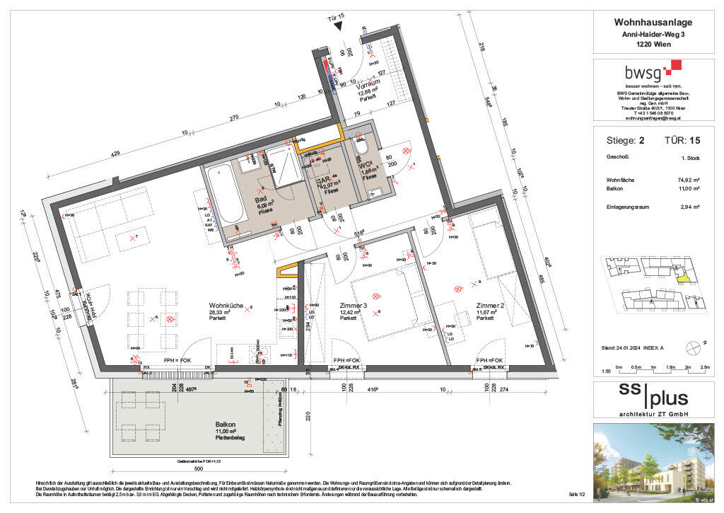 Wohnung zur Miete 1.105 € 3 Zimmer 74,9 m²<br/>Wohnfläche 1.<br/>Geschoss ab sofort<br/>Verfügbarkeit Anni-Haider-Weg 3 Wien 1220