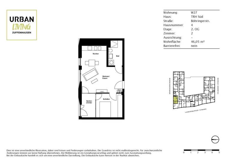 Wohnung zur Miete 895 € 2 Zimmer 46,9 m² 2. Geschoss frei ab 01.03.2026 Böhringerstr. 4 Zuffenhausen Stuttgart 70435