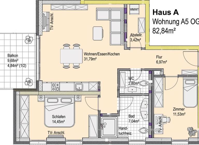 Wohnung zur Miete - Erstbezug 1.218 € 3 Zimmer 82,8 m² 1. Geschoss frei ab 01.06.2026 Rüdigheim Neuberg 63543