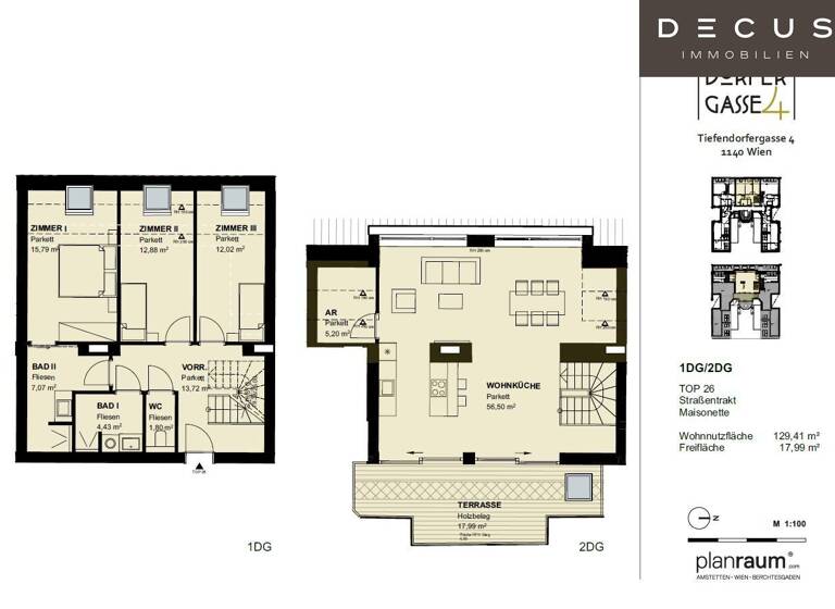 Wohnung zum Kauf 875.000 € 4 Zimmer 124,6 m² 4. Geschoss Wien 1140