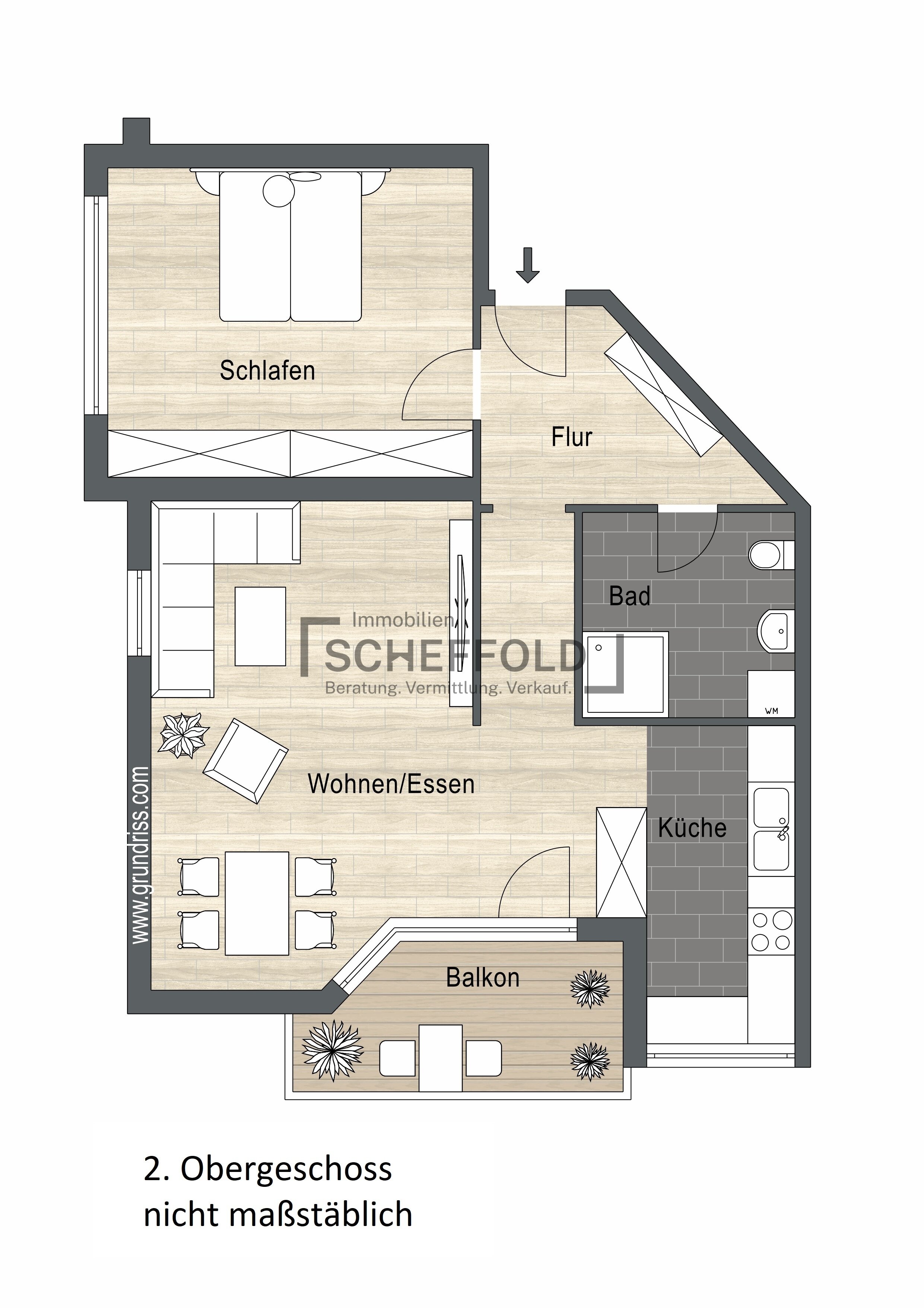 Wohnung zum Kauf 209.900 € 2,5 Zimmer 62,4 m²<br/>Wohnfläche 2.<br/>Geschoss ab sofort<br/>Verfügbarkeit Laupheim Laupheim 88471