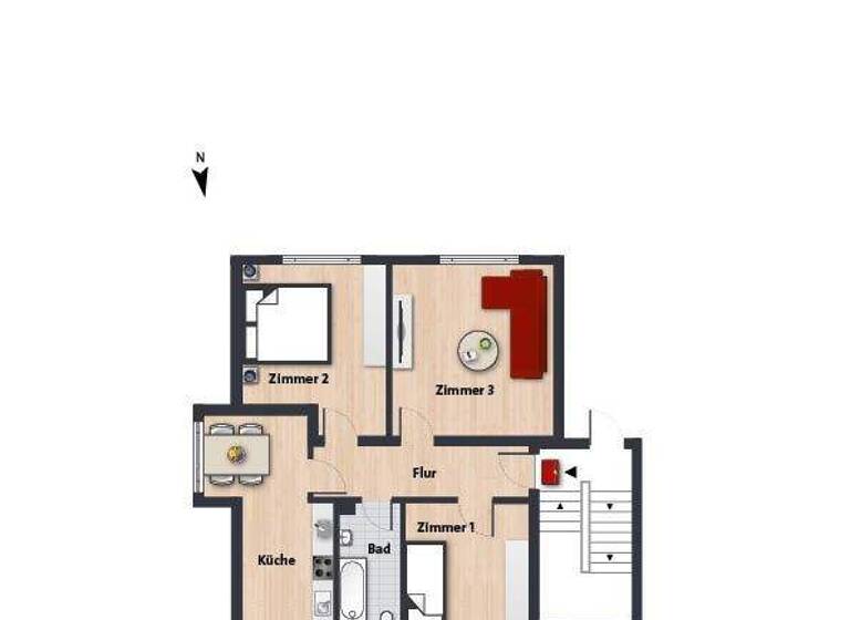 Wohnung zur Miete 441 € 3 Zimmer 61,8 m² 1. Geschoss frei ab sofort Händelstr. 38 Hohenstein Wolfsburg 38440