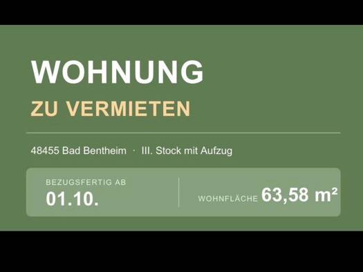 Wohnung zur Miete 850 € 2 Zimmer 64 m² Geschoss 3/4 frei ab 01.10.2026 Bad Bentheim Bad Bentheim 48455
