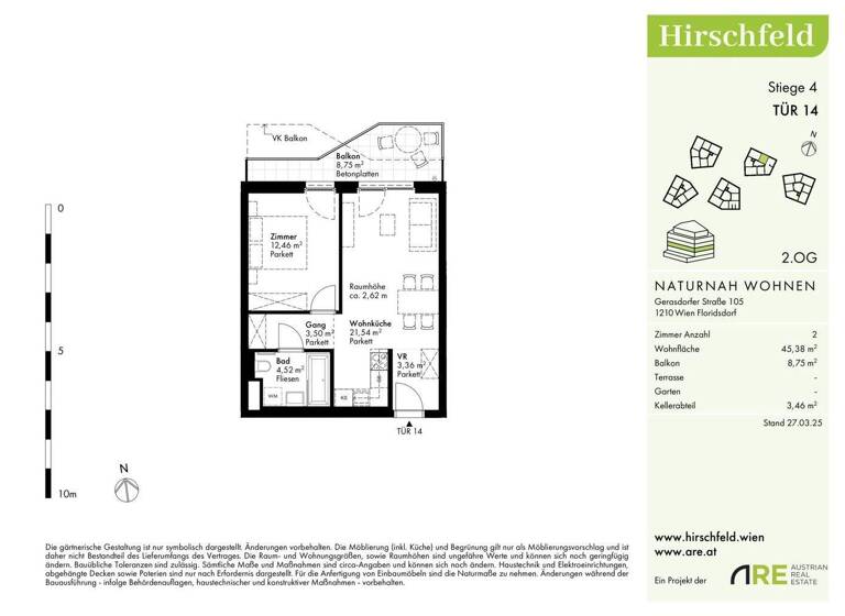 Wohnung zum Kauf - Erstbezug 245.700 € 2 Zimmer 45,4 m² 2. Geschoss Wien 1210