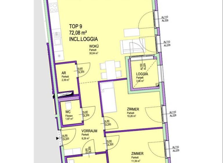 Wohnung zum Kauf - Erstbezug 369.000 € 3 Zimmer 73,4 m² 2. Geschoss Kirchenplatz Groß-Enzersdorf 2301