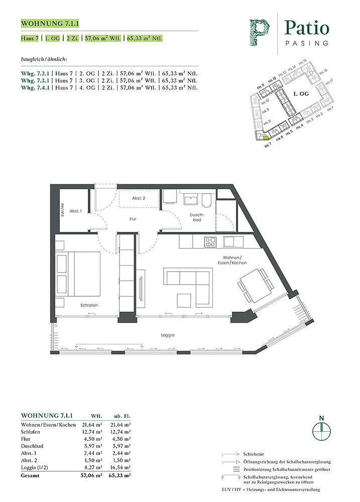 Wohnung zum Kauf provisionsfrei 545.000 € 2 Zimmer 57,1 m²<br/>Wohnfläche 1.<br/>Geschoss Angela-Molitoris-Platz 1 Neupasing München 81245