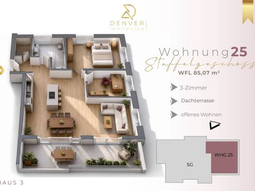 Penthouse zum Kauf - Erstbezug provisionsfrei 391.322 € 3 Zimmer 85,1 m² 3. Geschoss Dinklage 49413