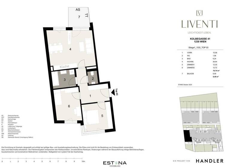 Wohnung zum Kauf - Erstbezug 429.000 € 3 Zimmer 70,8 m² 1. Geschoss Kolbegasse Wien 1230