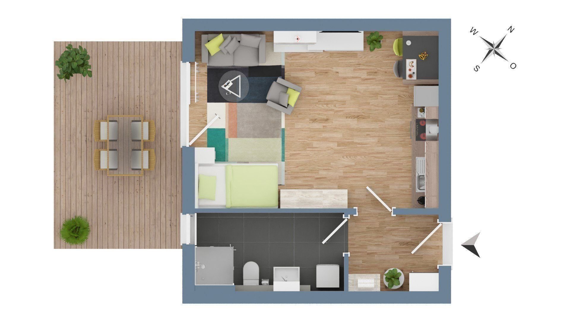 Terrassenwohnung zum Kauf provisionsfrei 189.600 € 1 Zimmer 42,2 m²<br/>Wohnfläche EG<br/>Geschoss Plattling Plattling 94447