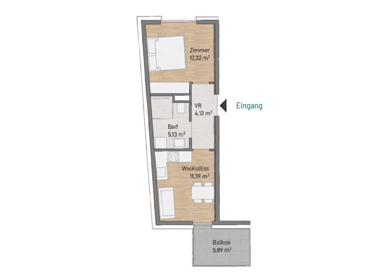Wohnung zum Kauf 174.530 € 2 Zimmer 3.<br/>Geschoss Münzgrabenstraße Jakomini Graz 8010