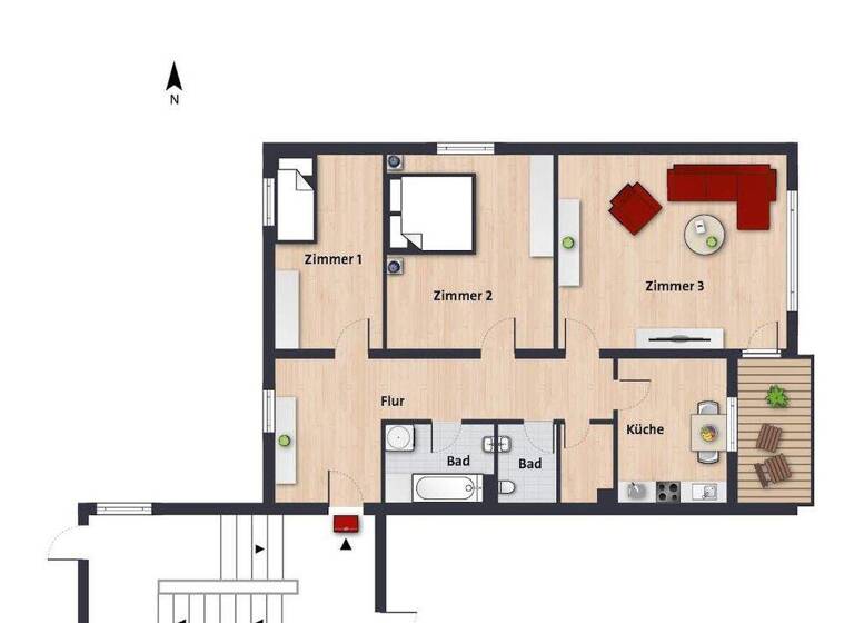 Wohnung zur Miete 500 € 3 Zimmer 70 m² 3. Geschoss frei ab 01.05.2026 Marignanestr. 10 Detmerode Wolfsburg 38444