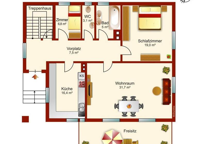 Terrassenwohnung zur Miete 990 € 3 Zimmer 90 m² EG frei ab sofort Partenkirchen Garmisch-Partenkirchen 82467