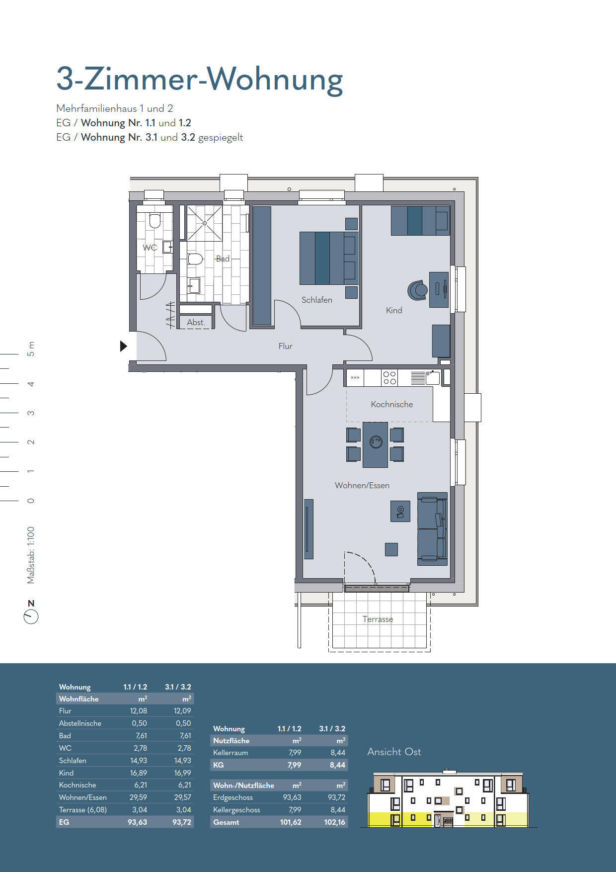 Wohnung zum Kauf provisionsfrei 387.400 € 3 Zimmer 93,6 m²<br/>Wohnfläche EG<br/>Geschoss Kleiststraße Arnoldsweiler Düren 52353