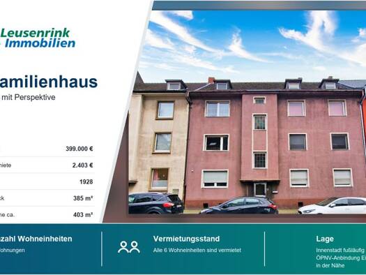 Mehrfamilienhaus zum Kauf 399.000 € 17 Zimmer 403 m² 385 m² Grundstück Horsthausen Herne 44629