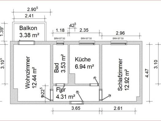 Wohnung zur Miete 250 € 2 Zimmer 44 m² EG Friedrich-Engels-Straße 9 Halsbrücke Halsbrücke 09633