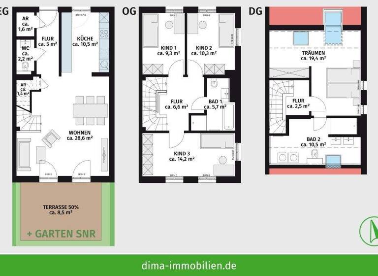 Maisonette zur Miete - Erstbezug 1.700 € 4,5 Zimmer 136,4 m² EG Rundkapellenweg 24 Hartmannsdorf-Knautnaundorf Leipzig 04249