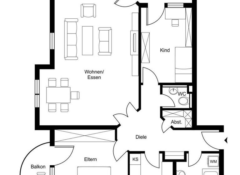 Wohnung zum Kauf 398.000 € 3,5 Zimmer 85,6 m² 1. Geschoss frei ab sofort Böblingen 71032