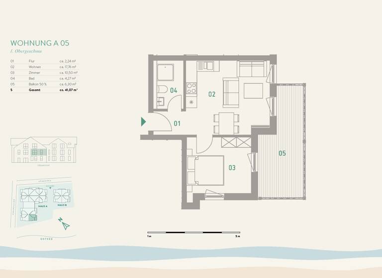 Wohnung zum Kauf provisionsfrei 310.000 € 2 Zimmer 41,1 m²<br/>Wohnfläche Pelzerhaken Neustadt in Holstein 23730