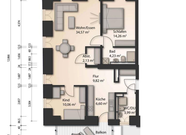 Wohnung zur Miete 1.350 € 3 Zimmer 92,8 m²<br/>Wohnfläche EG<br/>Geschoss Hauptstraße 25 Kollnau Waldkirch 79183
