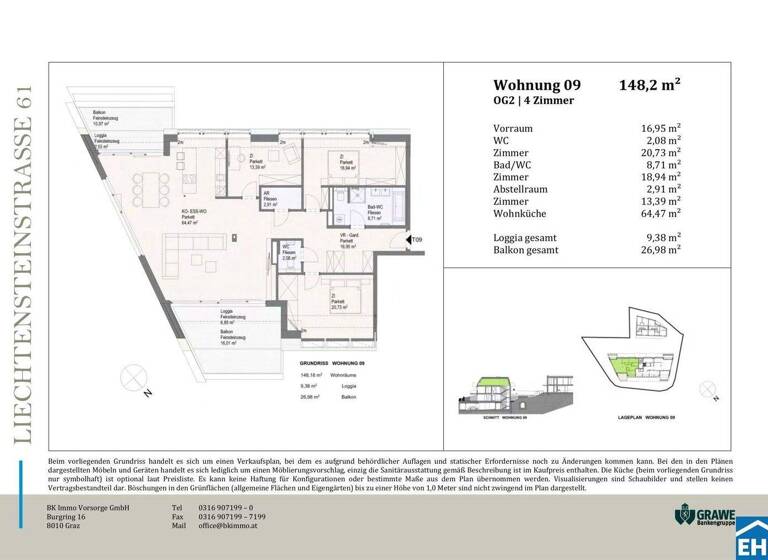 Wohnung zum Kauf - Erstbezug 985.000 € 4 Zimmer 148,2 m² 2. Geschoss frei ab sofort Liechtensteinstraße Brunn am Gebirge 2345